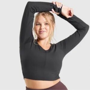 Whitney Simmons Gymshark Black Long Sleeve Crop Top
